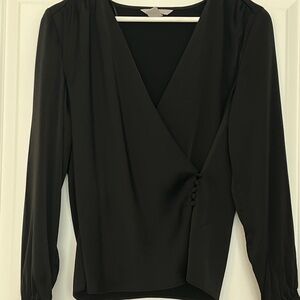 H&M Black Wrap Blouse Long Sleeve